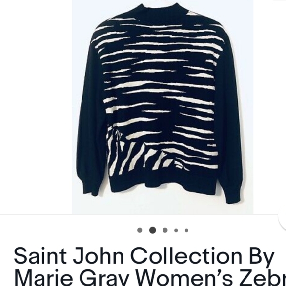 St.John Collection sz S beaded Zebra sweater. - Picture 8 of 9